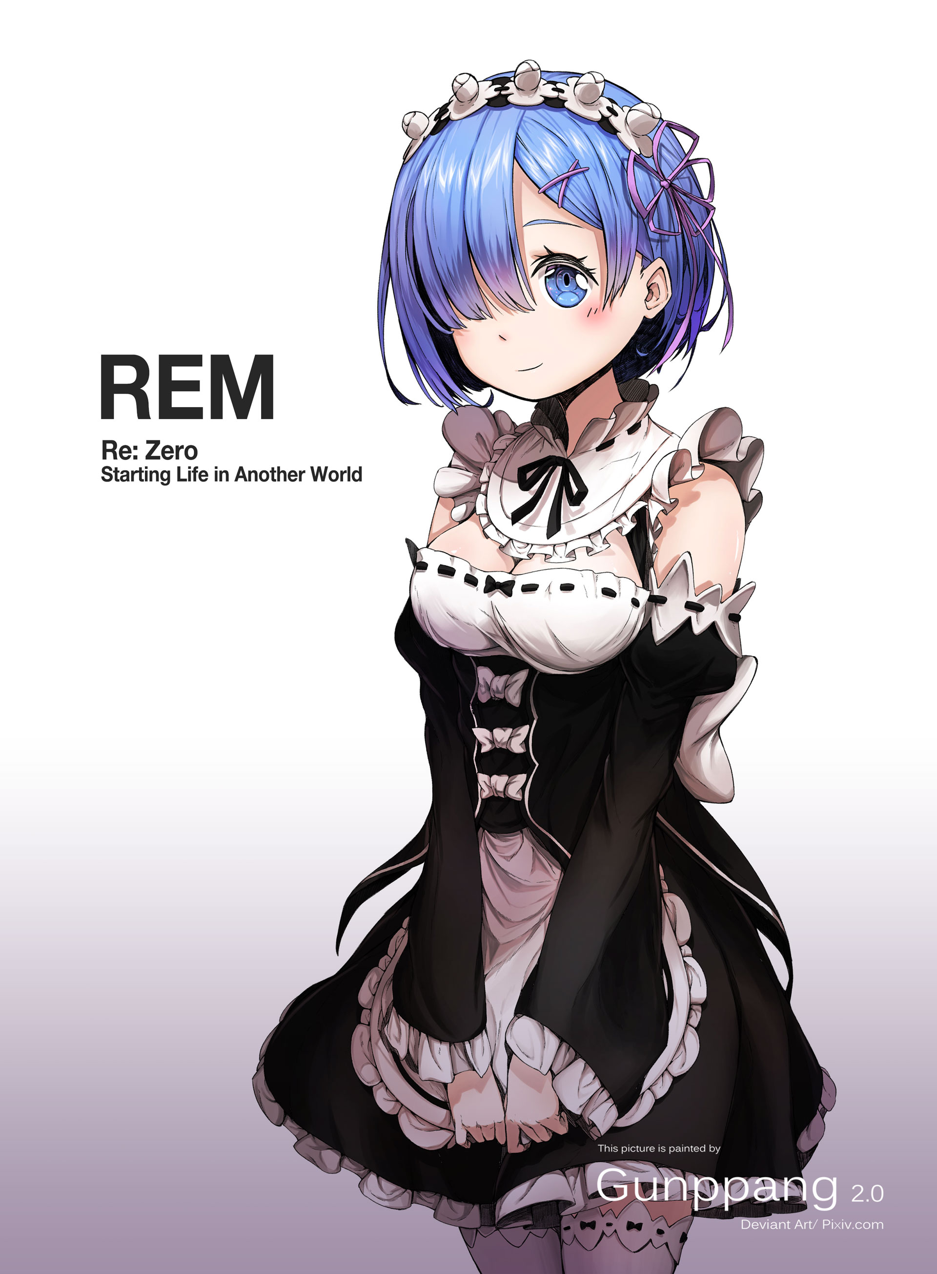 Gunppang Re Zero Kara Hajimeru Isekai Seikatsu Rem Re Zero Cleavage Maid Thighhighs 449187 9890